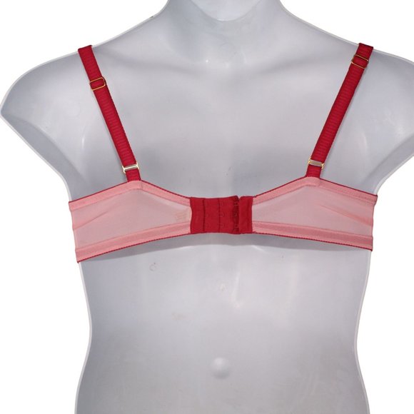Soma Flirtation Balconet Collection Chantilly Lace Retro Bra Pink Red Size 36D - Picture 3 of 10